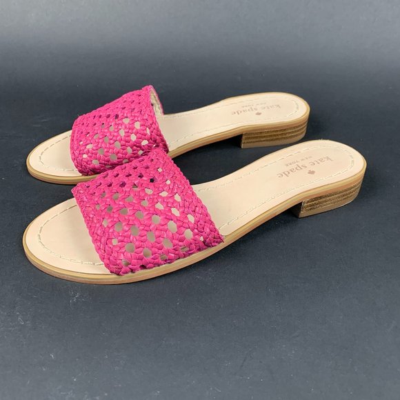 kate spade Shoes - Kate Spade Woven Berlin Sandals Slides Pink NEW